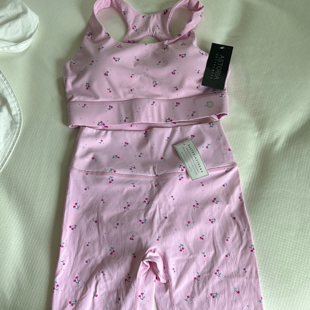 Astoria Pink cherry Sports Bra and shorts Set